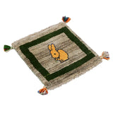 ペルシャ絨毯 ギャッベ 40x40cm 座布団 うさぎ 手織りラグ