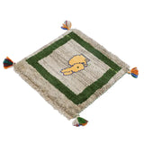 ペルシャ絨毯 ギャッベ 40x40cm 座布団 うさぎ 手織りラグ
