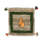 ペルシャ絨毯 ギャッベ 40x40cm 座布団 うさぎ 手織りラグ