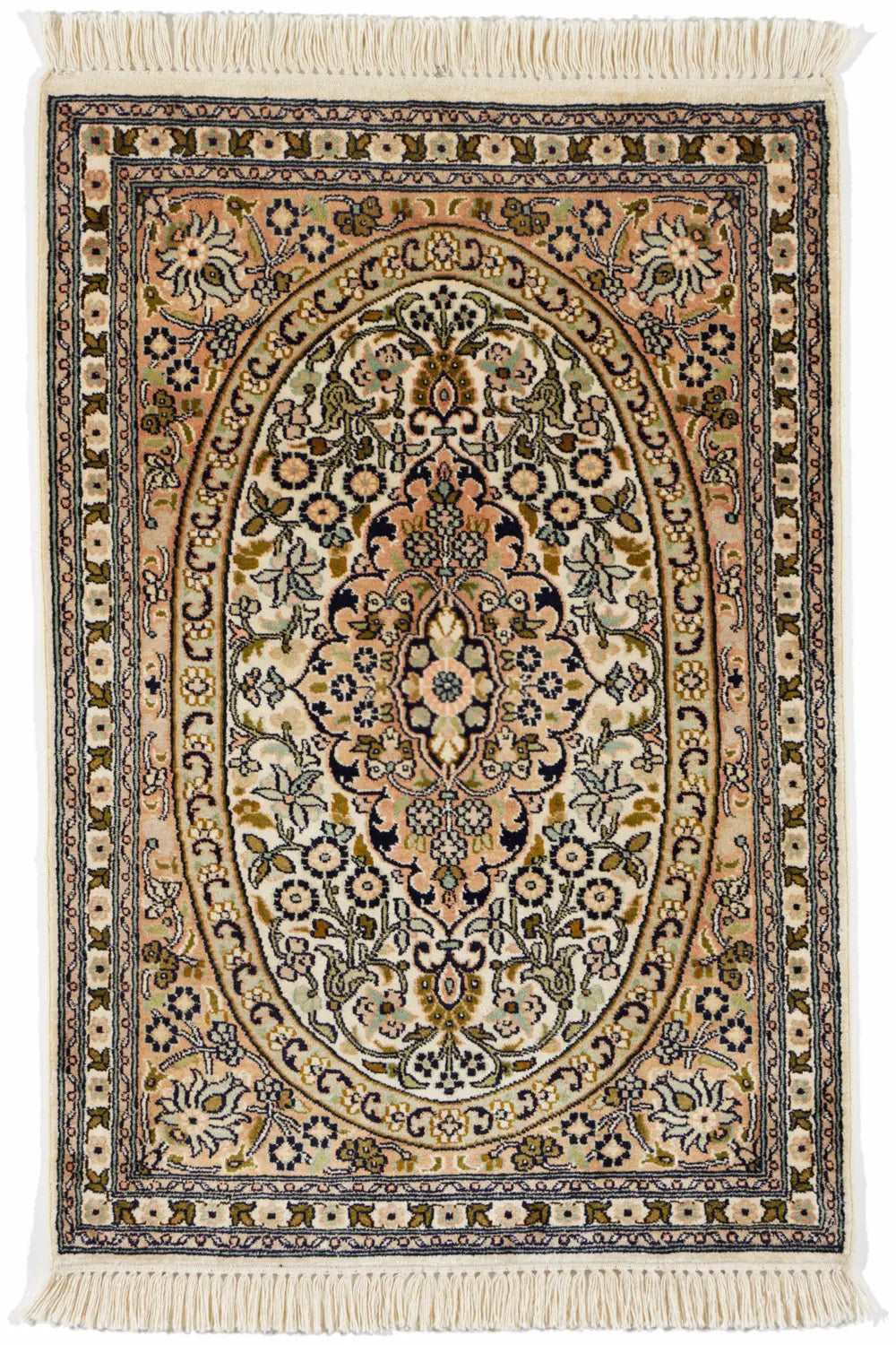 カシミール絨毯 シルク 約62cm x 97cm|SATHI RUGS カシミール絨毯 シルク 約62cm x 97cm|SATHI RUGS