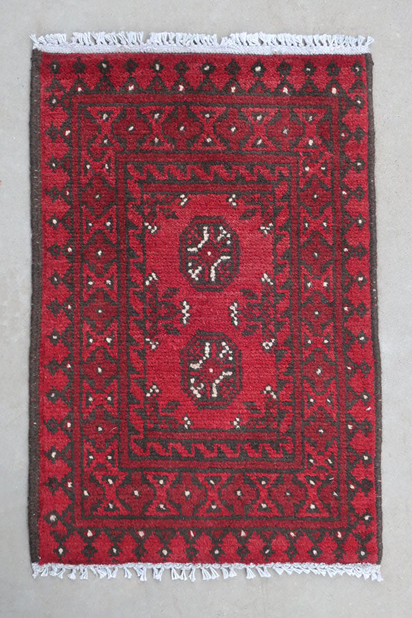 トライバルラグ(46x67cm)アフガニスタン 赤 手織り【絨毯専門店】