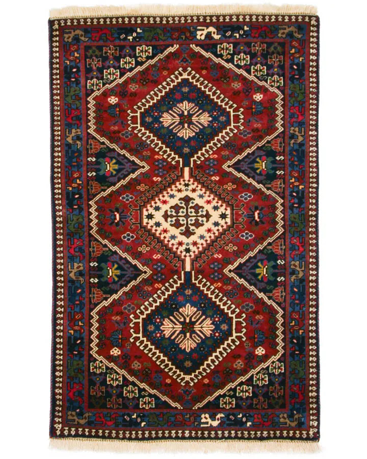ペルシャ絨毯 ヤラメ 78x125cm 赤 レッド 手織り ラグ