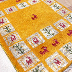 ペルシャ絨毯 ギャッベ 黄色 オレンジ