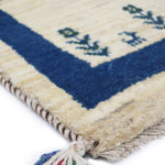 ブルーとグリーンの花と鹿のデザインギャッベ