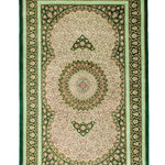 ペルシャ絨毯 玄関マット シルク クム産 グリーン