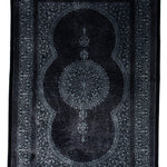 ペルシャ絨毯 クム シルク 玄関マット 黒 (ブラック)