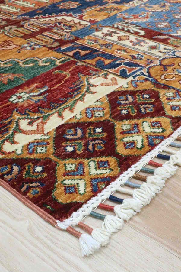 手織り絨毯　ファインガズニウールラグ　玄関マット　トライバルラグ アフガン絨毯トルクメン