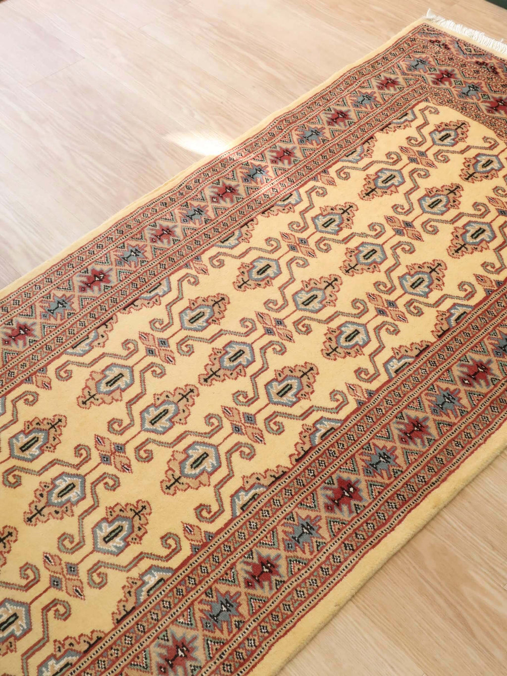 パキスタン絨毯(31x169cm)ベージュ 廊下敷き ラグ【絨毯専門店】