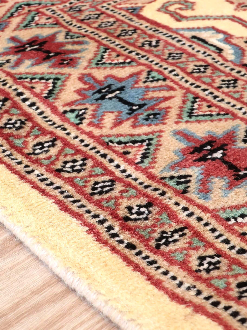パキスタン絨毯(31x169cm)ベージュ 廊下敷き ラグ【絨毯専門店】