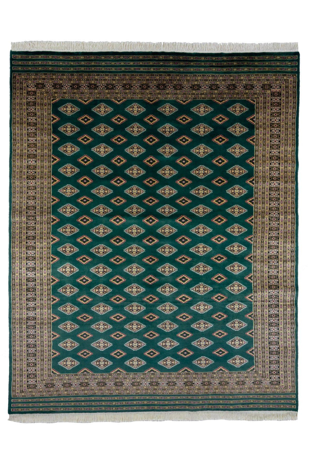 パキスタン絨毯(200x249cm)緑 手織り ペルシャ【絨毯専門店】