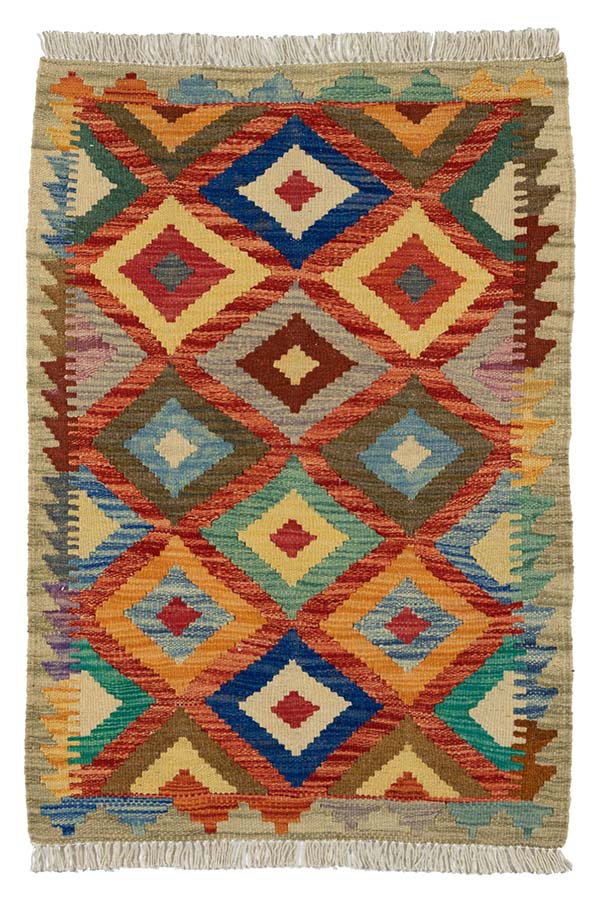 キリム(63x89cm)アフガニスタン絨毯 手織り ラグ【絨毯専門店】