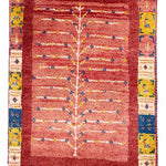 ペルシャ絨毯 ギャッベ 手織り 赤 玄関マット