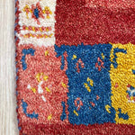 ペルシャ絨毯 ギャッベ 手織り 赤 玄関マット