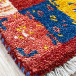 ペルシャ絨毯 ギャッベ 手織り 赤 玄関マット