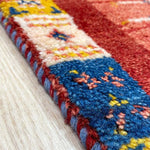 ペルシャ絨毯 ギャッベ 手織り 赤 玄関マット