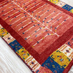 ペルシャ絨毯 ギャッベ 手織り 赤 玄関マット