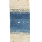 ペルシャ絨毯 ギャッベ 白 ホワイト 細長 ランナー