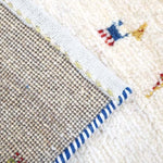 ペルシャ絨毯 ギャッベ 白 ホワイト 細長 ランナー