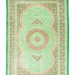 ペルシャ絨毯 クム シルク 玄関マット 緑 (グリーン)