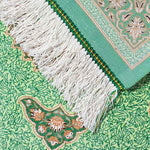 ペルシャ絨毯 クム シルク 玄関マット 緑 (グリーン)