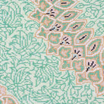 ペルシャ絨毯 クム シルク 玄関マット 緑 (グリーン)