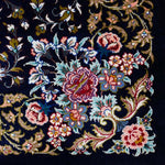 ペルシャ絨毯玄関マット ネイビーブルー クム産 シルク