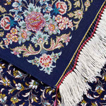 ペルシャ絨毯玄関マット ネイビーブルー クム産 シルク