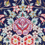 ペルシャ絨毯玄関マット ネイビーブルー クム産 シルク