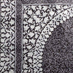 ペルシャ絨毯 クム シルク 玄関マット 黒 (ブラック)