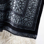 ペルシャ絨毯 クム シルク 玄関マット 黒 (ブラック)