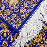 ペルシャ絨毯 クム産 玄関マット ブルー 青 シルク