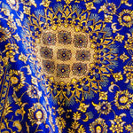 ペルシャ絨毯 クム産 玄関マット ブルー 青 シルク