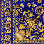 ペルシャ絨毯 クム産 玄関マット ブルー 青 シルク