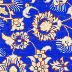 ペルシャ絨毯 クム産 玄関マット ブルー 青 シルク