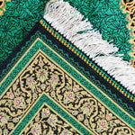 ペルシャ絨毯 クム シルク 玄関マット 緑(グリーン)