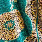 ペルシャ絨毯 クム シルク 玄関マット 緑(グリーン)