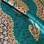 ペルシャ絨毯 クム シルク 玄関マット 緑(グリーン)