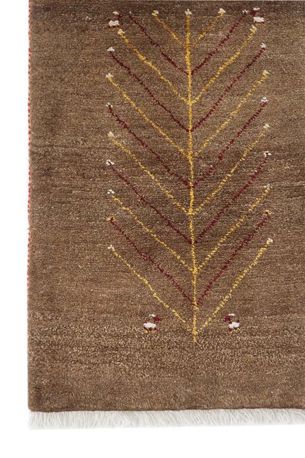 ペルシャ絨毯 ギャッベ 57x87cm 玄関マット 茶色 ブラウン 生命の木