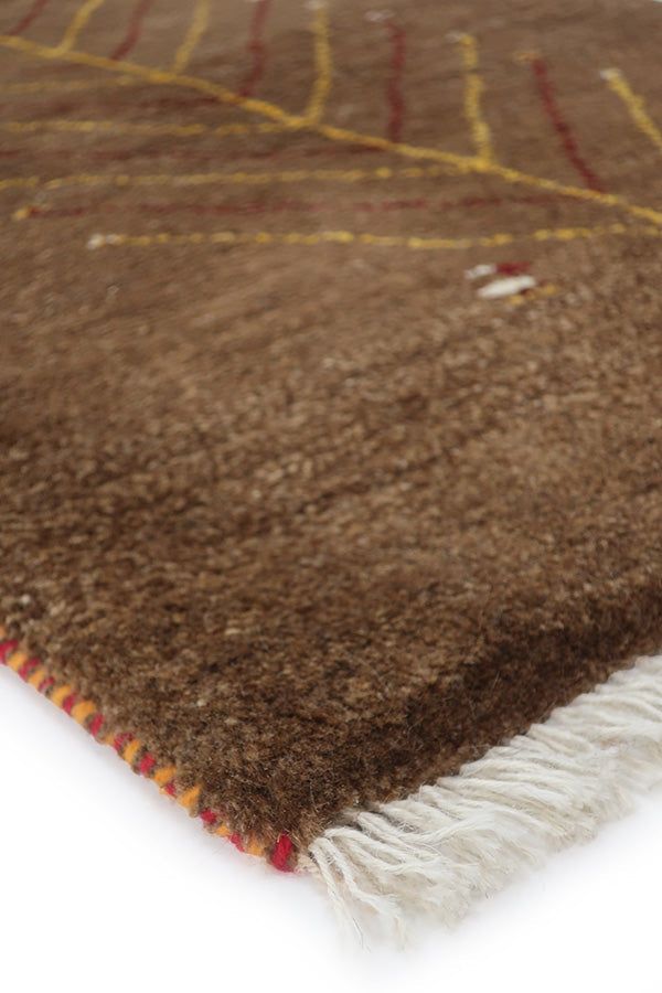 ペルシャ絨毯 ギャッベ 57x87cm 玄関マット 茶色 ブラウン 生命の木