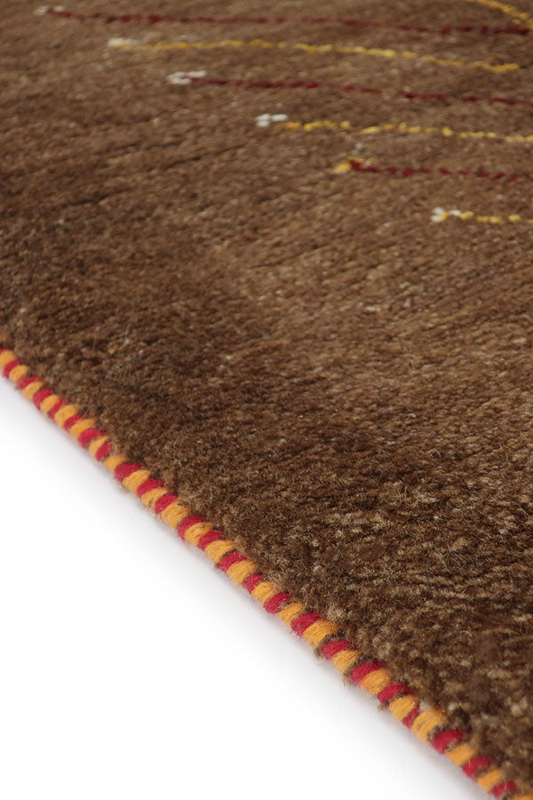 ペルシャ絨毯 ギャッベ 57x87cm 玄関マット 茶色 ブラウン 生命の木