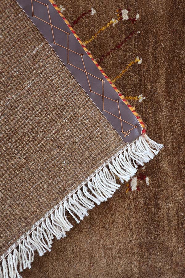 ペルシャ絨毯 ギャッベ 57x87cm 玄関マット 茶色 ブラウン 生命の木