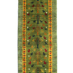 ギャッベ  ペルシャ絨毯 黄緑 ランナー