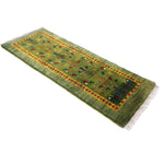 ギャッベ  ペルシャ絨毯 黄緑 ランナー