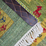 ギャッベ  ペルシャ絨毯 黄緑 ランナー