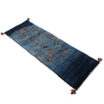 ギャッベ  ペルシャ絨毯 廊下 ランナー 青