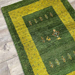 ギャッベ 絨毯  黄緑