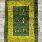 ギャッベ 絨毯  黄緑
