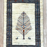 ペルシャ絨毯 ギャッベ 60x92cm 玄関マット 生命の樹