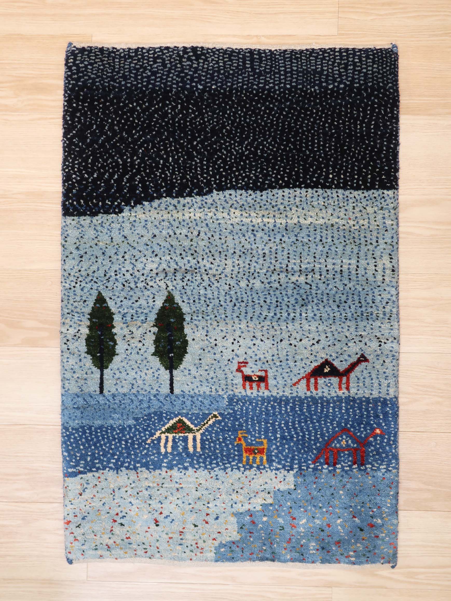 ペルシャ絨毯 ギャッベ 玄関マット 61x98cm