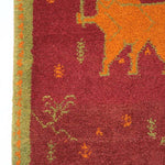 ギャッベ  ペルシャ絨毯 ライオン 赤